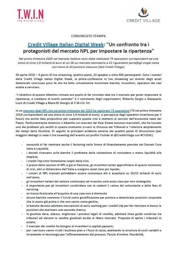 Credit Village Italian Digital Week: 