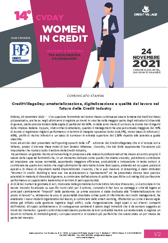 CreditVillageDay: smaterializzazione, digitalizzazione e qualità del lavoro nel futuro della Credit Industry