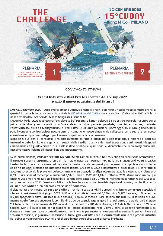 Credit Industry e Real Estate al centro del CVDay 2022: è nato il nuovo ecosistema del futuro?